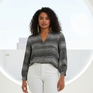 Banana Republic Black and White Geometric Blouse